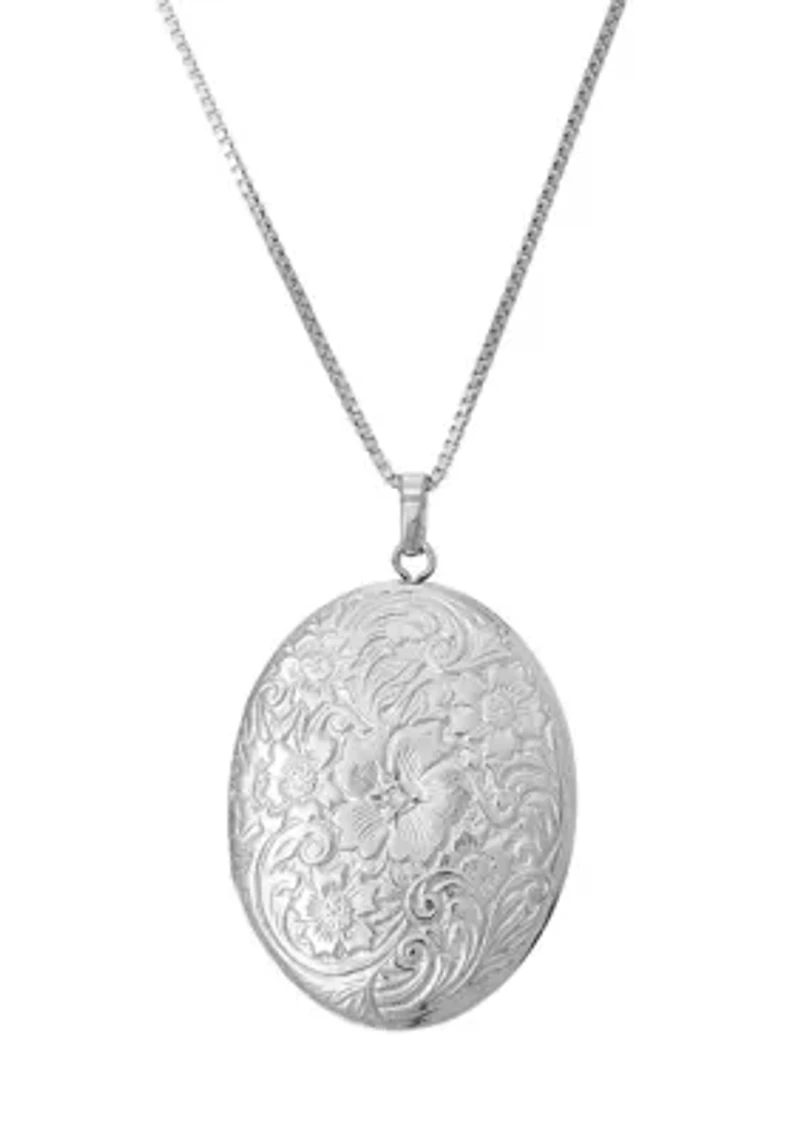 Photo Oval Locket with 18" Chain in Sterling Silver and Stainless
