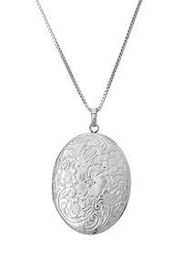 Photo Oval Locket with 18" Chain in Sterling Silver and Stainless