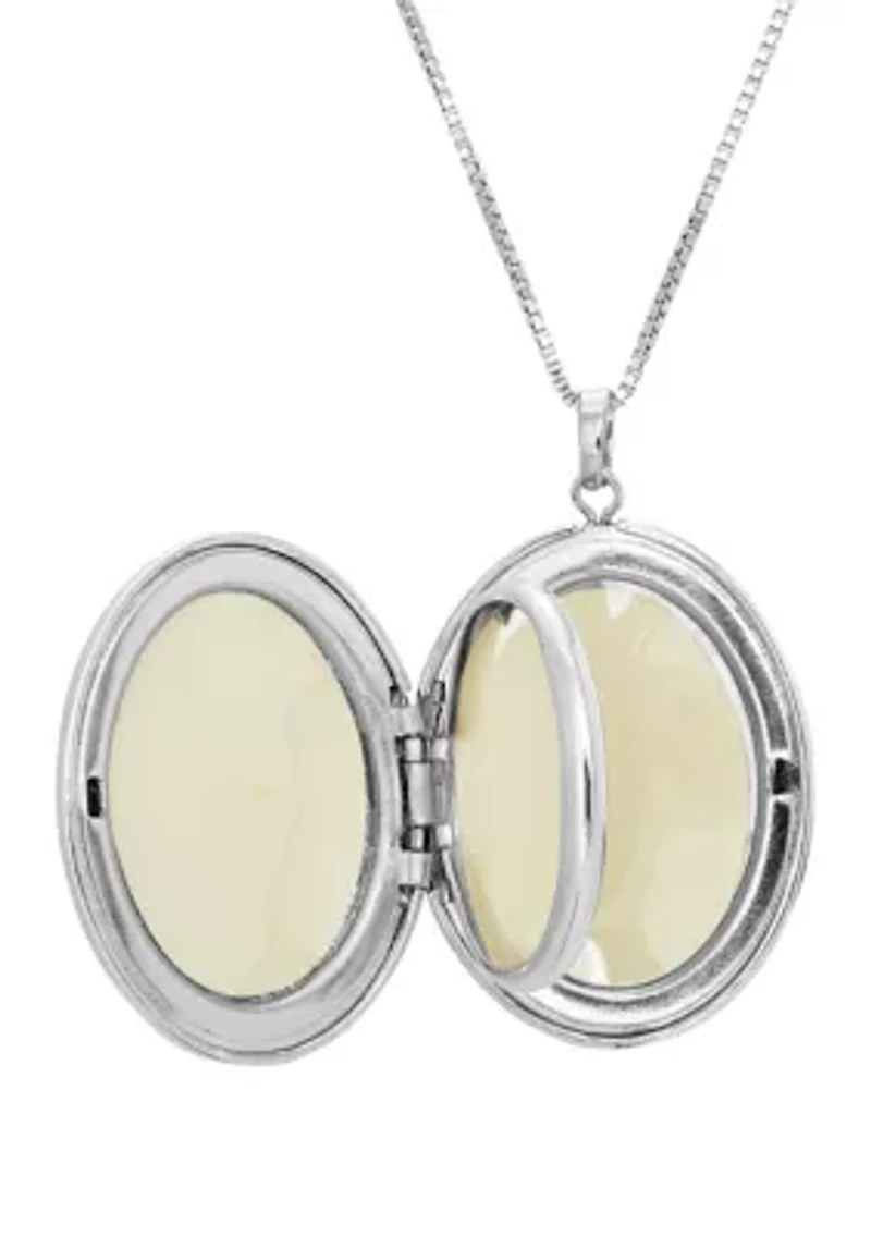 Photo Oval Locket with 18" Chain in Sterling Silver and Stainless