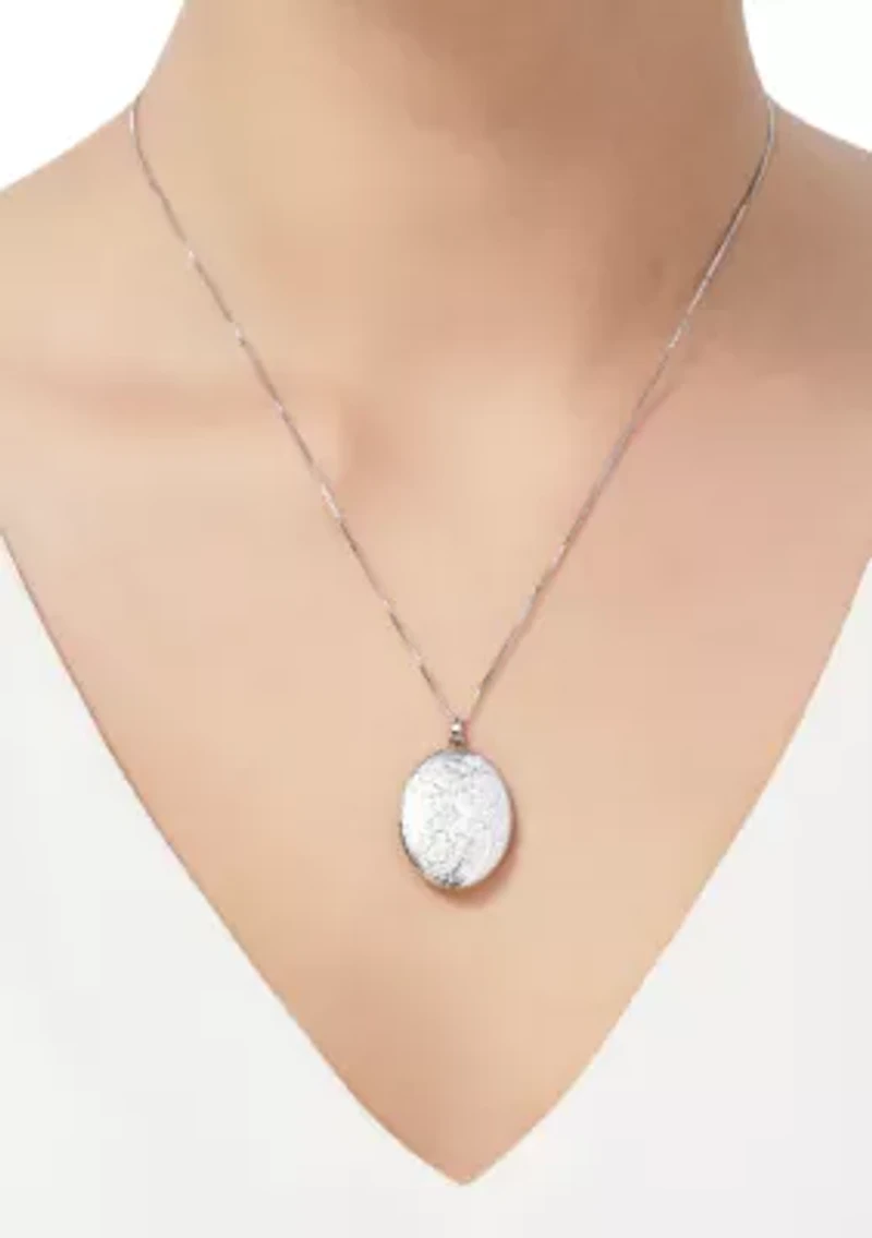 Photo Oval Locket with 18" Chain in Sterling Silver and Stainless