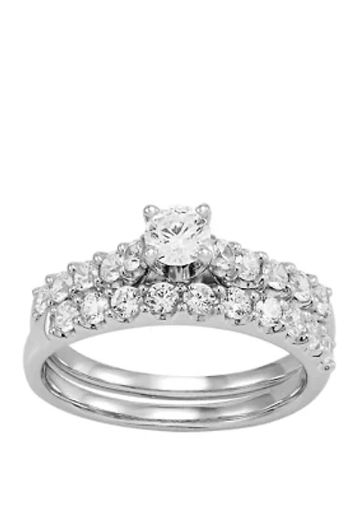 My Forever 1 ct. t.w. Princess & Round Diamond Bridal Ring Set in 14k White Gold 
