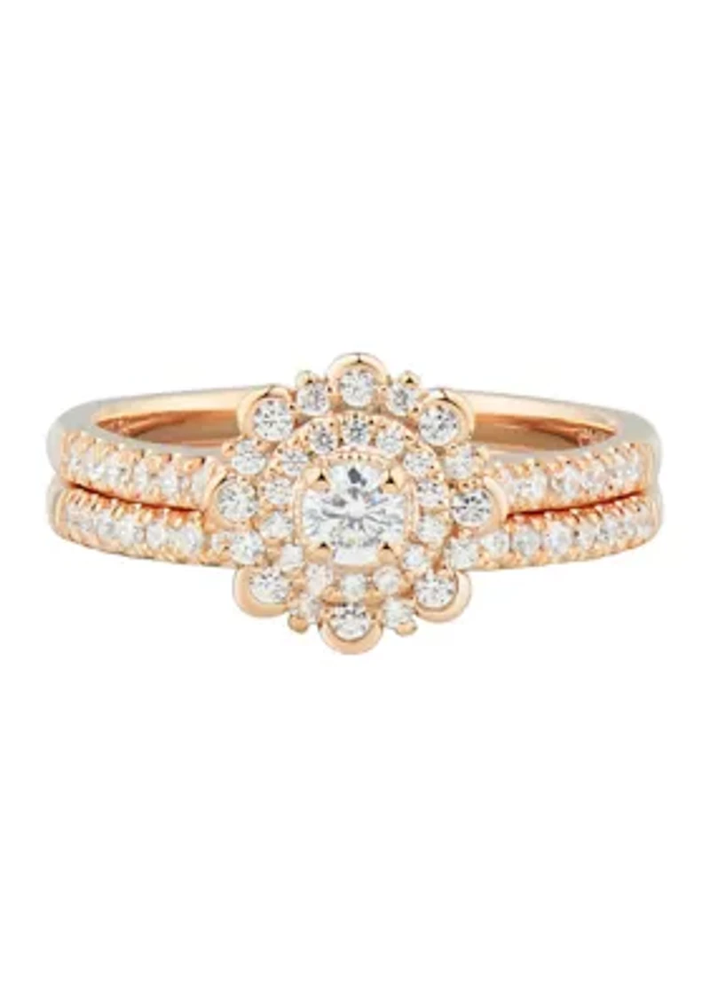 1/2 ct. t.w Diamond Bridal Ring Set in 14K Rose Gold