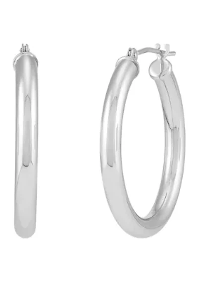 Tube Hoop Earrings in 14K White Gold