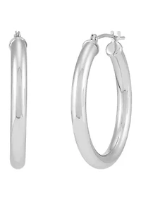 Tube Hoop Earrings in 14K White Gold