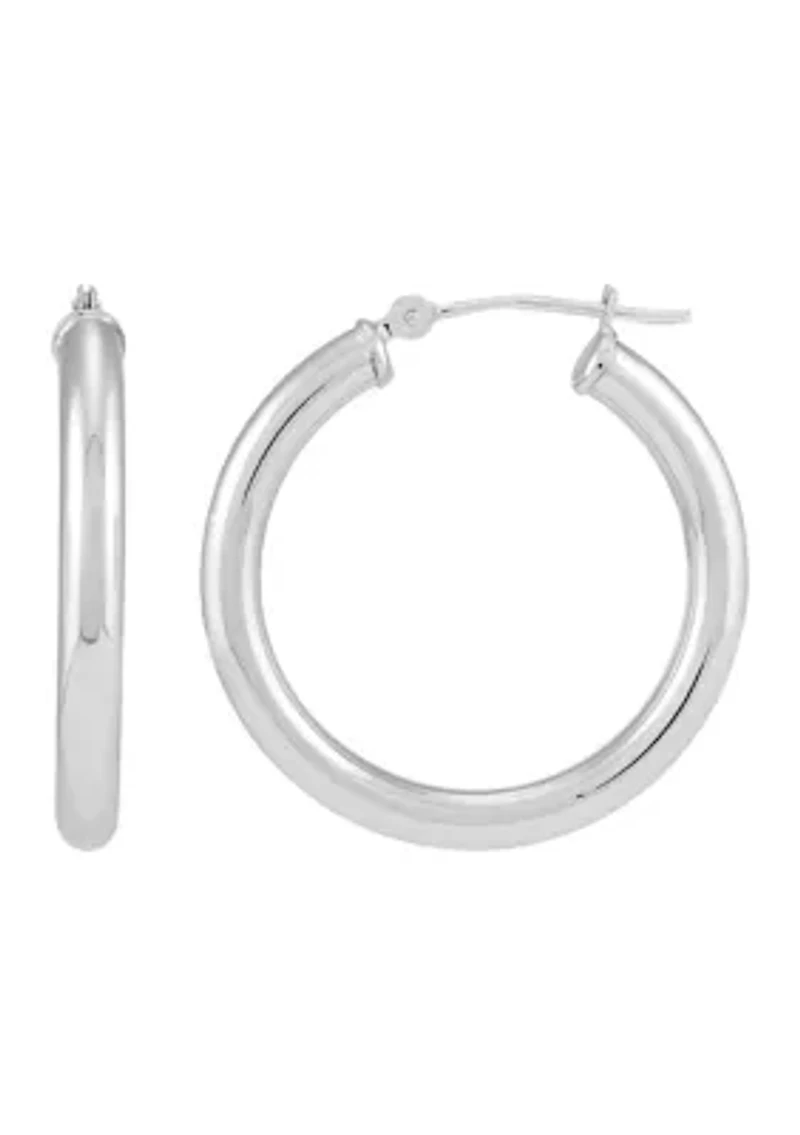 Tube Hoop Earrings in 14K White Gold