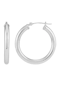 Tube Hoop Earrings in 14K White Gold