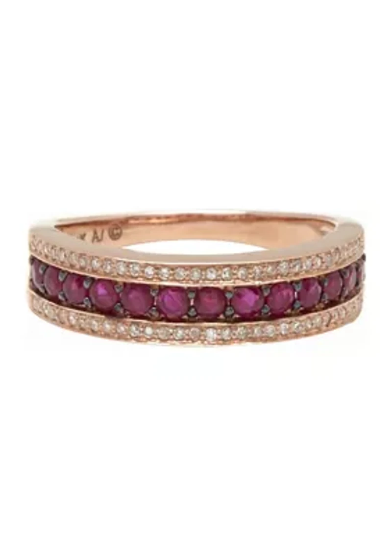 1/8 ct. t.w. Diamond and 5/8 ct. t.w. Ruby Ring in 14K Yellow Gold