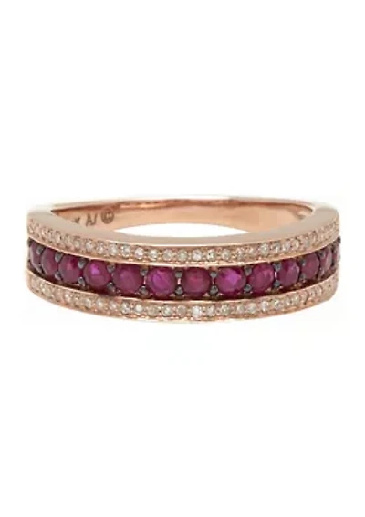 1/8 ct. t.w. Diamond and 5/8 ct. t.w. Ruby Ring in 14K Yellow Gold