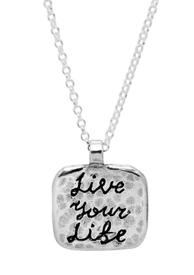 Square Drop Design Pendant Necklace with 20" Chain in Sterling Silver