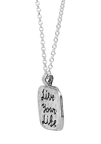 Square Drop Design Pendant Necklace with 20" Chain in Sterling Silver