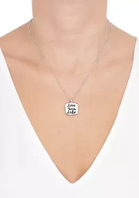 Square Drop Design Pendant Necklace with 20" Chain in Sterling Silver