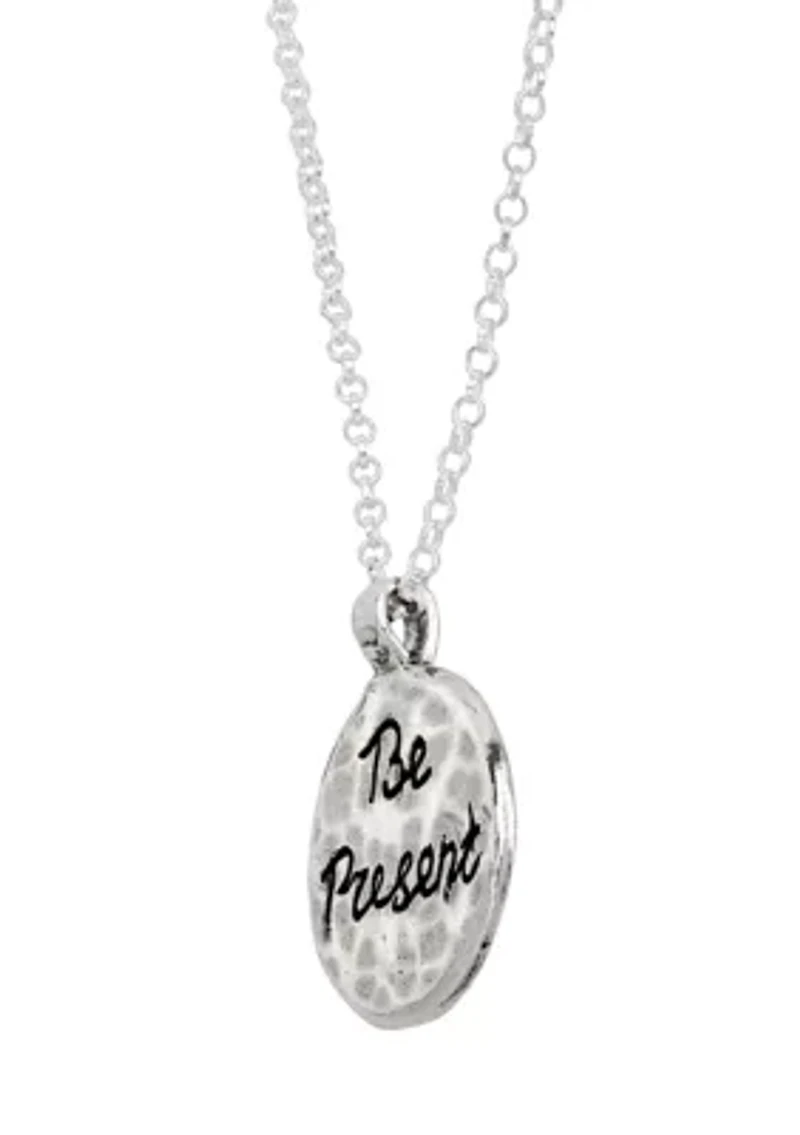 Drop Circle Pendant Necklace with 20" Chain in Sterling Silver