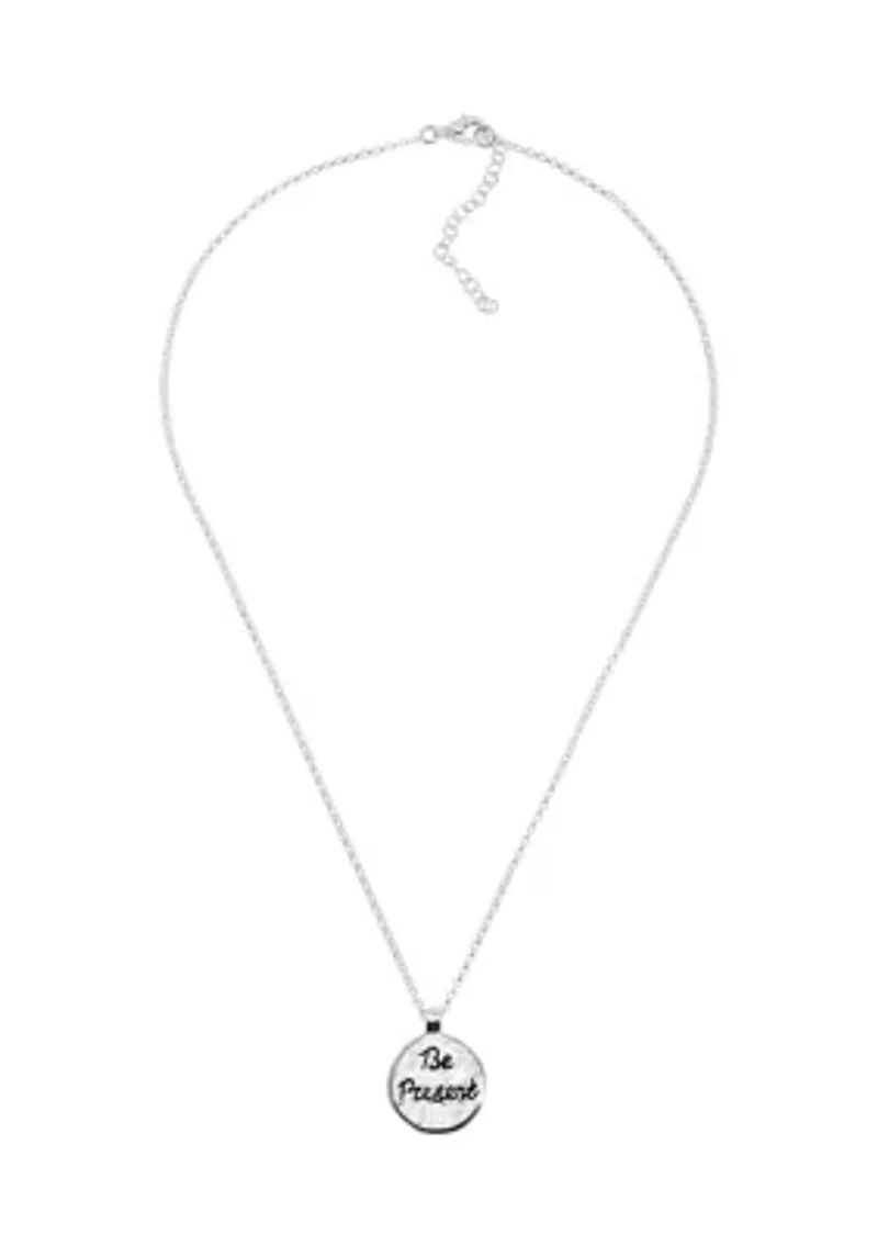 Drop Circle Pendant Necklace with 20" Chain in Sterling Silver