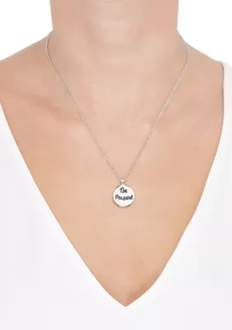 Drop Circle Pendant Necklace with 20" Chain in Sterling Silver