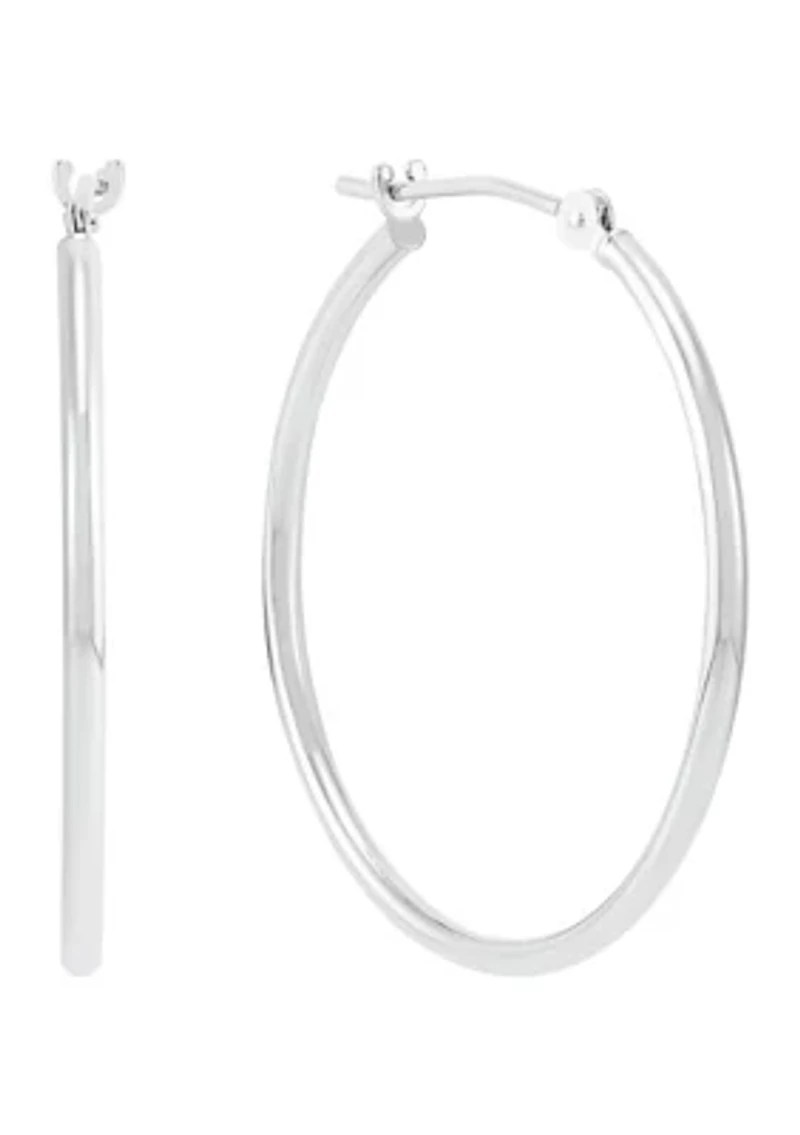 Tube Hoop Earrings in 14K White Gold