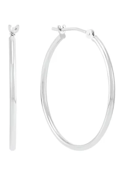Tube Hoop Earrings in 14K White Gold