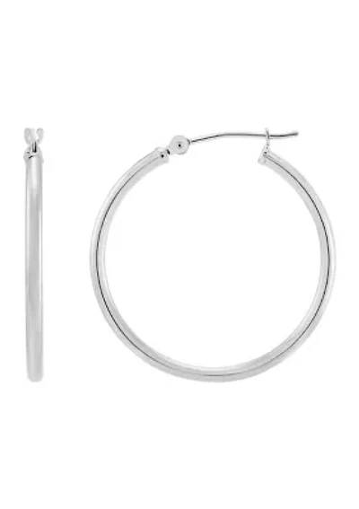 Tube Hoop Earrings in 10K White Gold