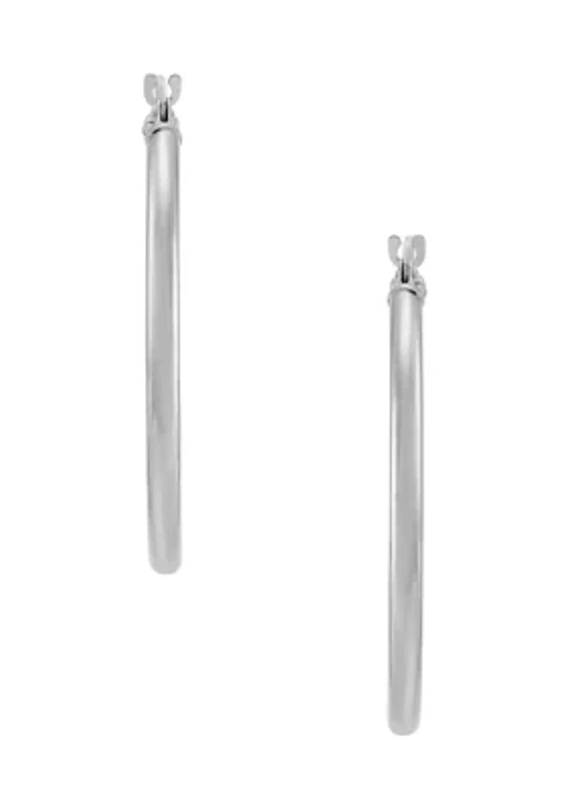 Tube Hoop Earrings in 10K White Gold