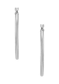 Tube Hoop Earrings in 10K White Gold