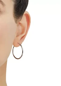 Tube Hoop Earrings in 10K White Gold