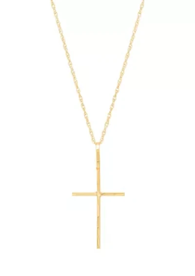 Thin Cross Pendant with 18" Rope Chain in 10K Yellow Gold
