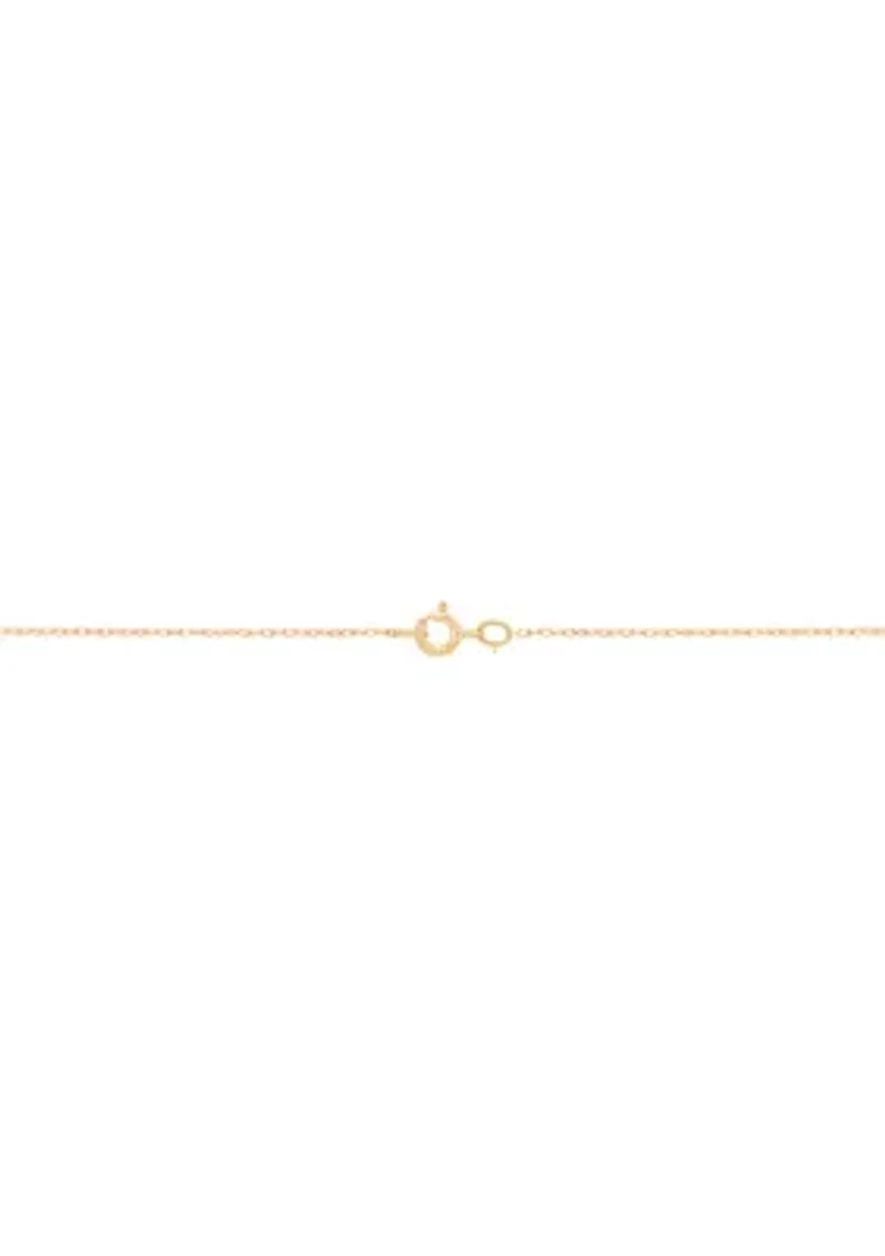 Thin Cross Pendant with 18" Rope Chain in 10K Yellow Gold