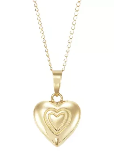 Heart Design Locket with 13" Curb Chain in 14K Yellow Gold