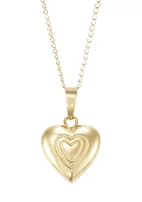 Heart Design Locket with 13" Curb Chain in 14K Yellow Gold