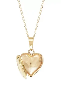 Heart Design Locket with 13" Curb Chain in 14K Yellow Gold
