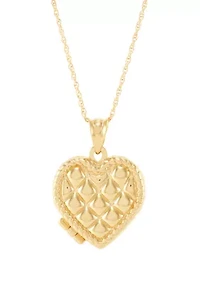 Heart Locket Necklace with 18" Rope Chain in 10K Yellow Gold