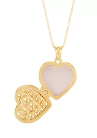 Heart Locket Necklace with 18" Rope Chain in 10K Yellow Gold