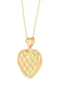 Heart Locket Necklace with 18" Rope Chain in 10K Yellow Gold