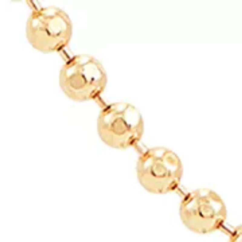 Beaded Chain Necklace in Gold Over Sterling Silver