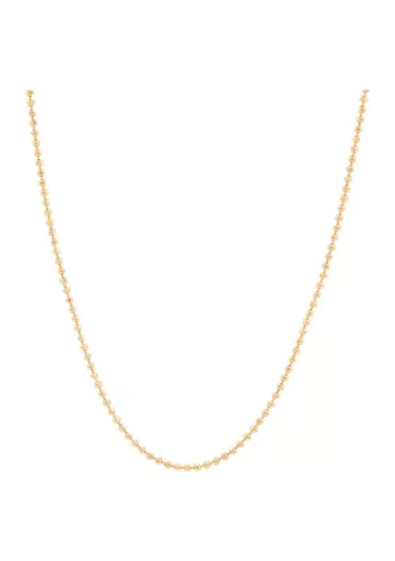 Beaded Chain Necklace in Gold Over Sterling Silver