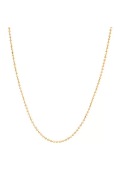 Beaded Chain Necklace in Gold Over Sterling Silver