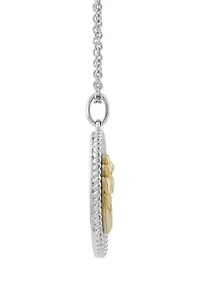 Mother of Pearl Pendant Necklace with 18" Cable Chain in Sterling Silver and 10K Yellow Gold