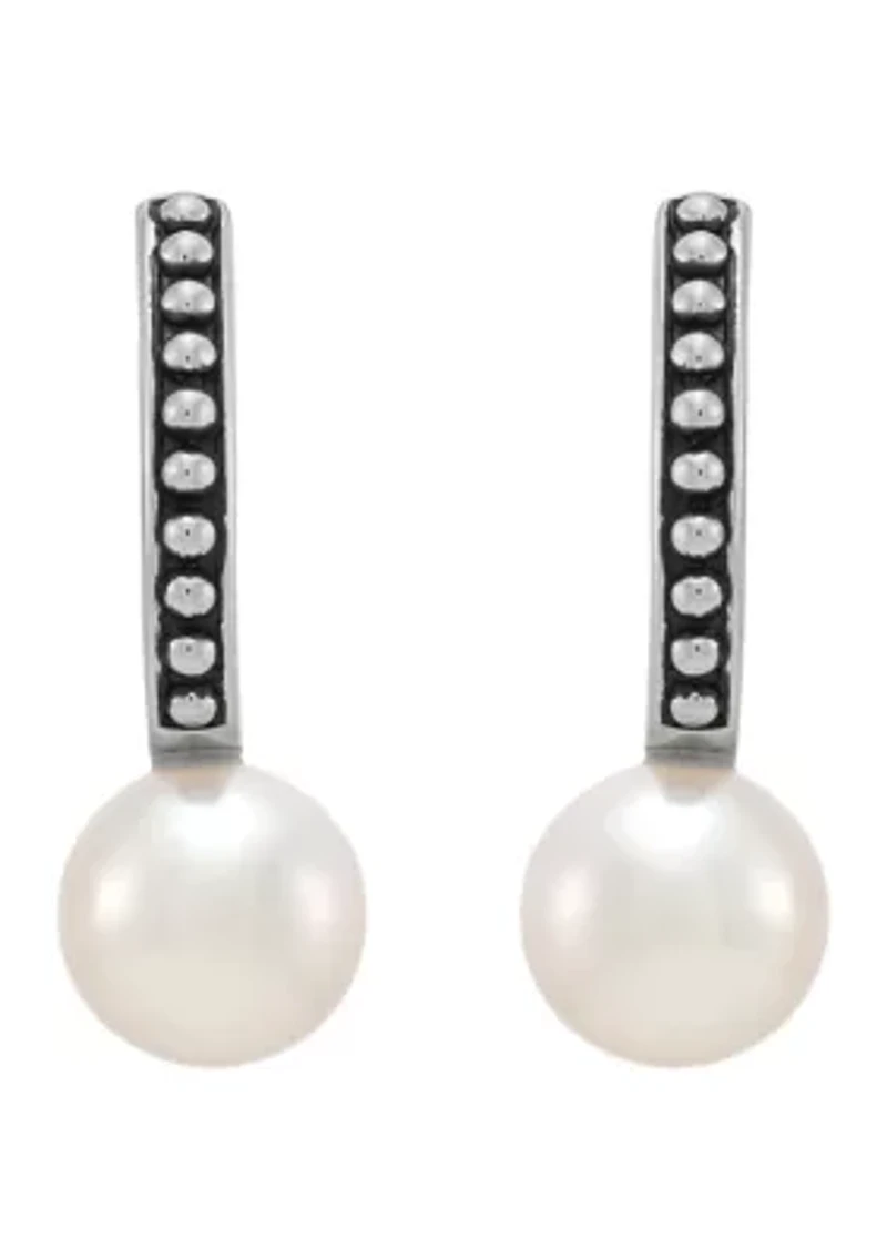 Pearl Hoop Earrings in Sterling Silver