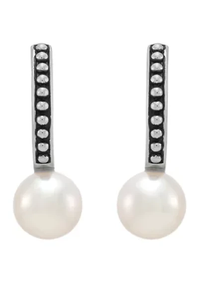 Pearl Hoop Earrings in Sterling Silver