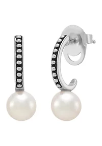 Pearl Hoop Earrings in Sterling Silver