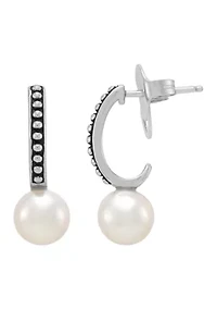 Pearl Hoop Earrings in Sterling Silver