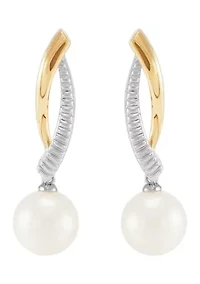 Freshwater Pearl Earrings in Sterling Silver & 10K Yellow Gold