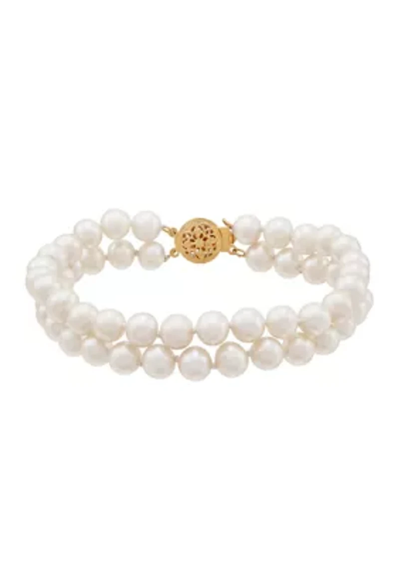 Pearl Double Strand Bracelet in 14K Yellow Gold