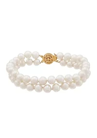Pearl Double Strand Bracelet in 14K Yellow Gold