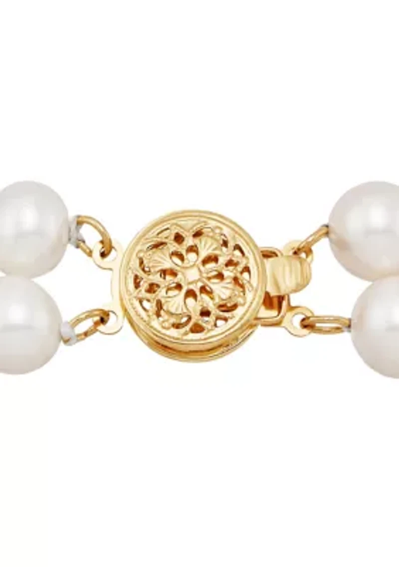 Pearl Double Strand Bracelet in 14K Yellow Gold