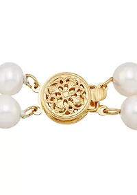 Pearl Double Strand Bracelet in 14K Yellow Gold