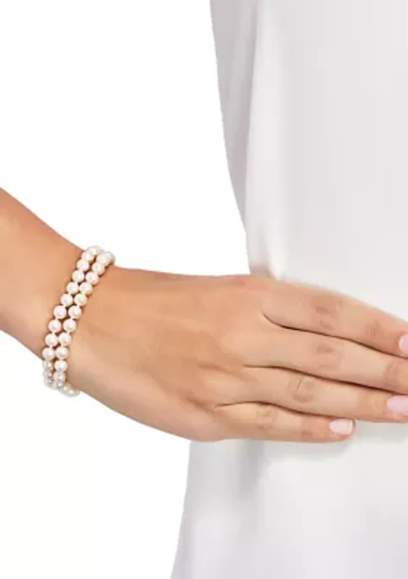 Pearl Double Strand Bracelet in 14K Yellow Gold