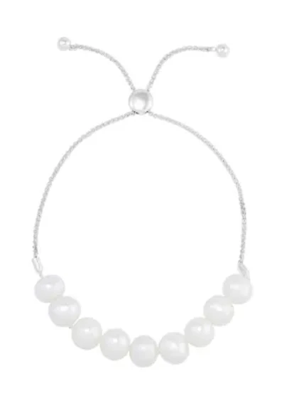 8-8.5 Millimeter White Pearl Bracelet in Sterling Silver