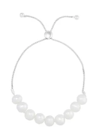 8-8.5 Millimeter White Pearl Bracelet in Sterling Silver