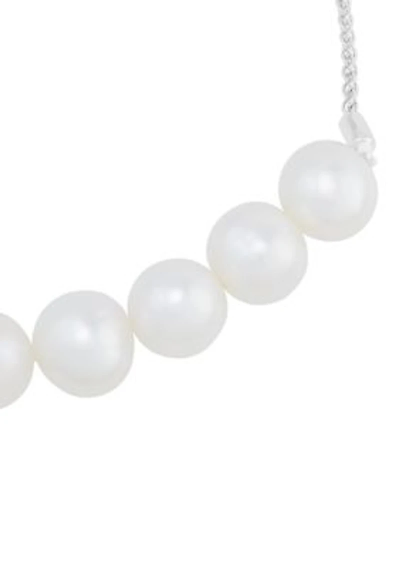 8-8.5 Millimeter White Pearl Bracelet in Sterling Silver