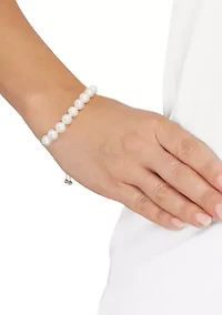 8-8.5 Millimeter White Pearl Bracelet in Sterling Silver